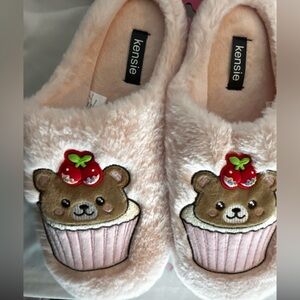 Kensie Women’s Pink Cupcake Bear Slippers